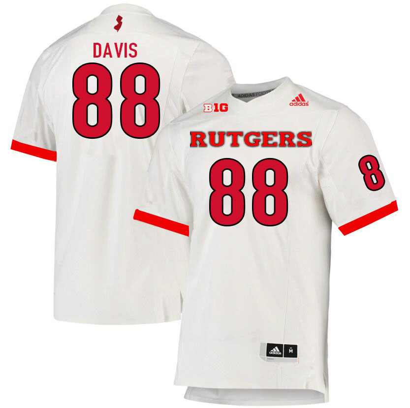 Men #88 Carnell Davis Rutgers Scarlet Knights College Football Jerseys Sale-White - Click Image to Close